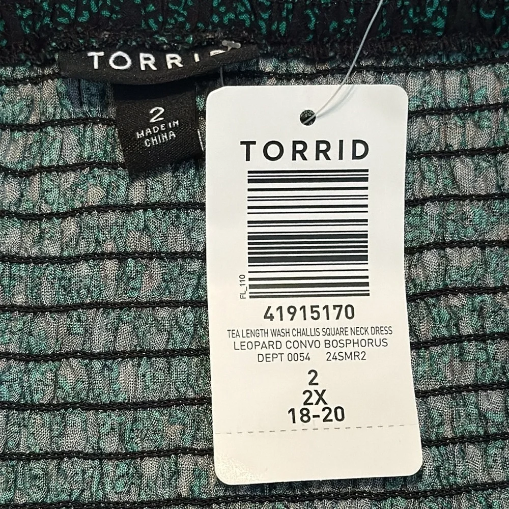 NWT Torrid Tea Length Challis Square Neck Dress Leopard Convo Bosphorus Size 2X